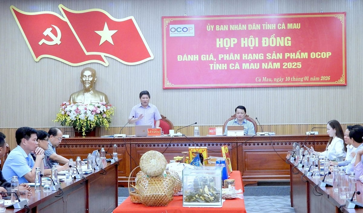 Ông Lê Văn Sử, Phó Chủ tịch UBND tỉnh Cà Mau phát biểu tại buổi đánh giá, phân hạng sản phẩm OCOP. Ảnh: Trọng Linh.