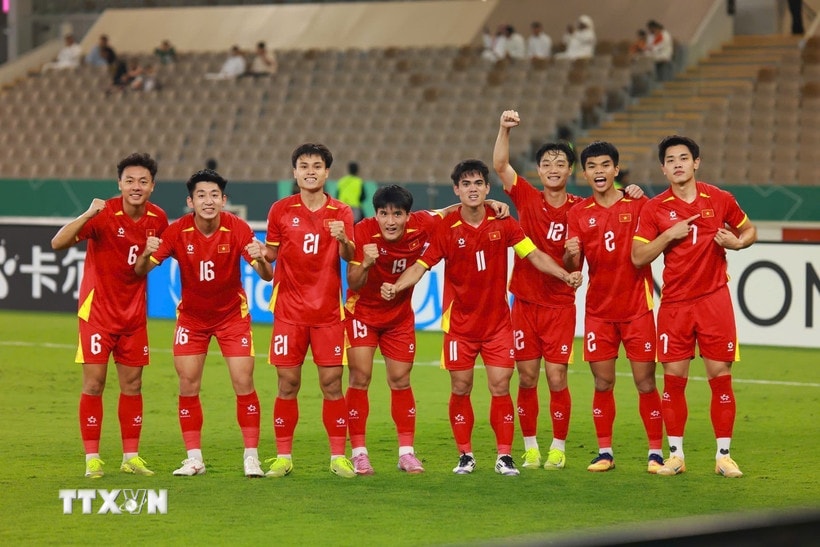 U23 Việt Nam tạo nên địa chấn khi vượt qua UAE với tỷ số 3-2 tiến vào bán kết. (Ảnh: Nguồn AFC/TTXVN phát)