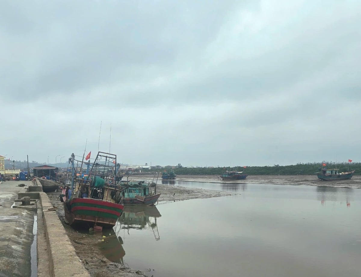 Nhiều tàu cá sau khi cập bến bốc hải sản lên bờ phải 'nằm' lại chờ thủy triều lên cao mới có thể ra khơi. Ảnh: Đinh Mười.