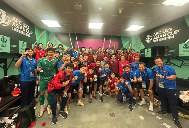 L'équipe nationale masculine de football des moins de 23 ans du Vietnam a fait preuve de résilience et de courage tout au long du Championnat d'Asie des moins de 23 ans de l'AFC 2026. Photo : Journal gouvernemental.