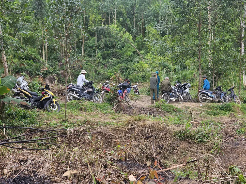 Le autorità hanno isolato la zona per effettuare le ricerche del luogo dell'incidente aereo nel distretto di Dong Hoa.
