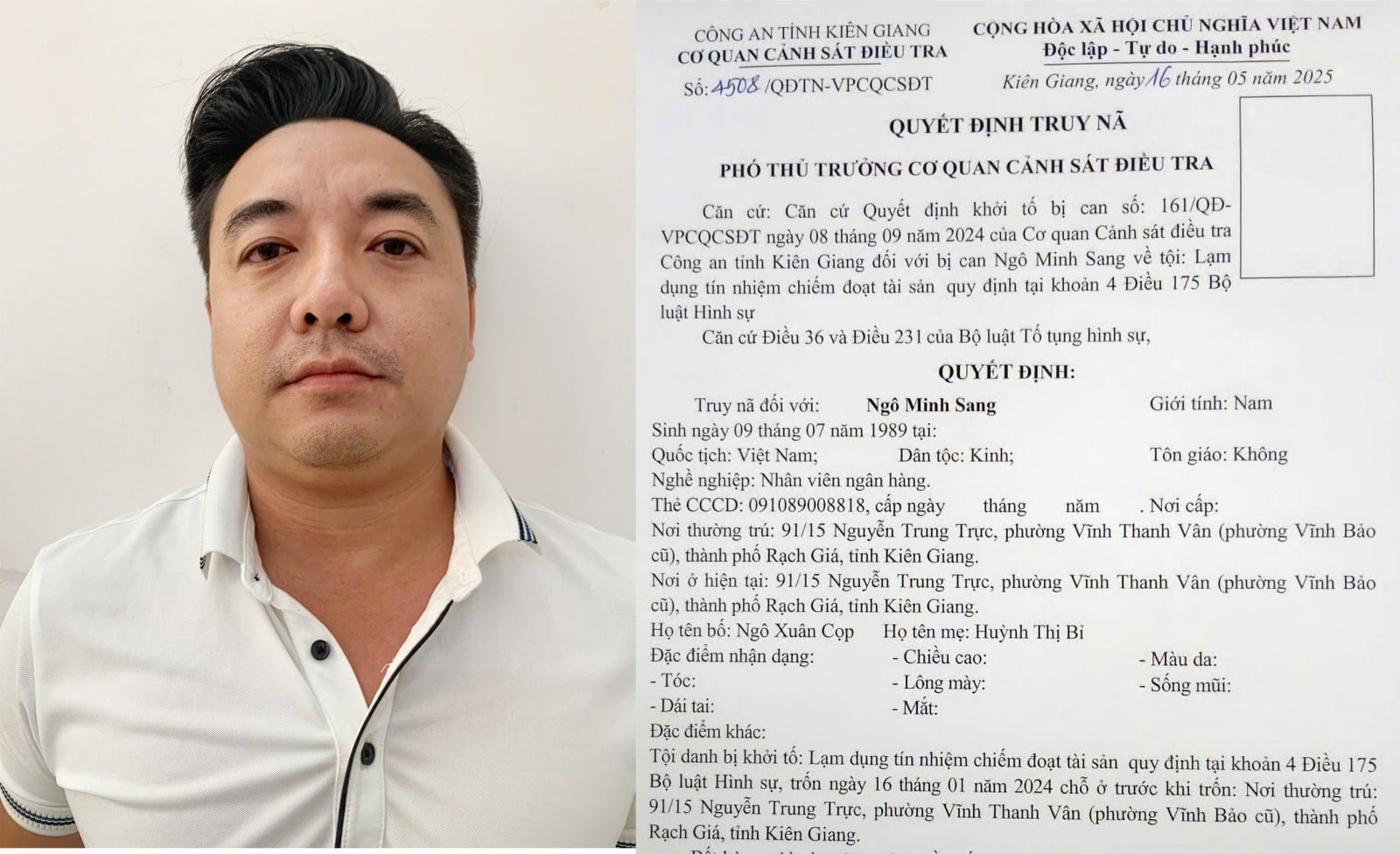 Un direttore di banca, accusato di aver sottratto oltre 5 miliardi di dong vietnamiti, si è costituito.