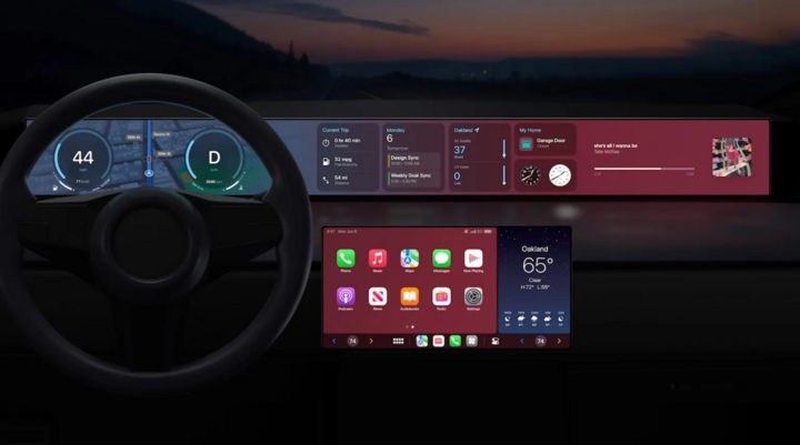 Giao diện CarPlay hiển thị ứng dụng AI chatbot trên màn hình xe. (Nguồn: Apple)