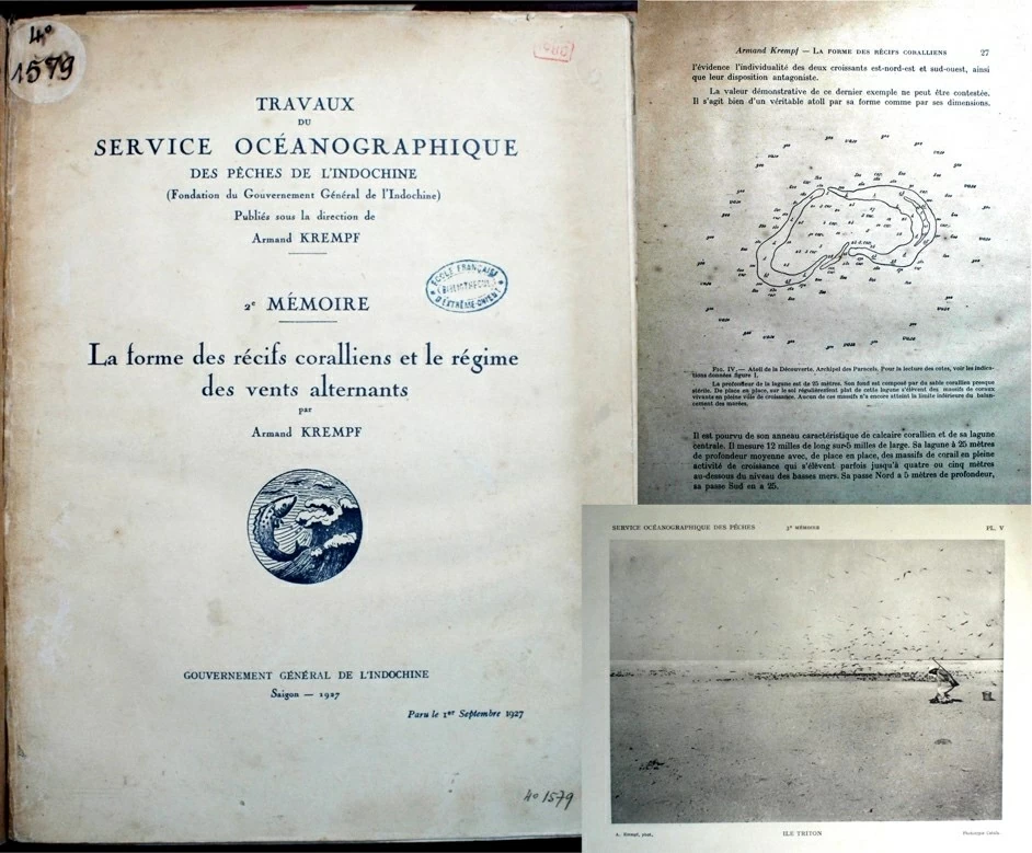 Jedna z výzkumných publikací Indočínského institutu oceánografie a rybářství z roku 1927, „Záznamy o tvarech korálových útesů a monzunových režimech na Paracelských ostrovech“, byla zkoumána Dr. Armandem Kremptem a jeho kolegy na Paracelských ostrovech.