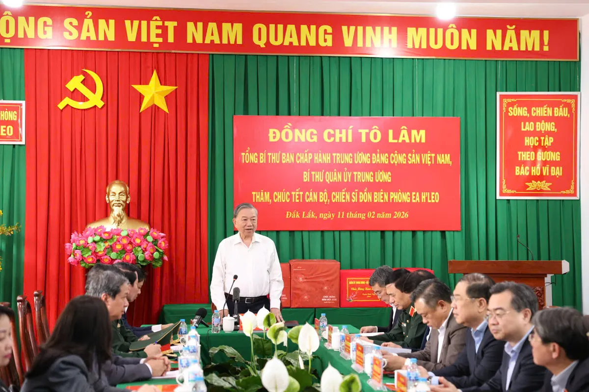 Tổng Bí thư Tô Lâm thăm, chúc Tết Đồn Biên phòng Ea H’Leo, Đắk Lắk - Ảnh 3.