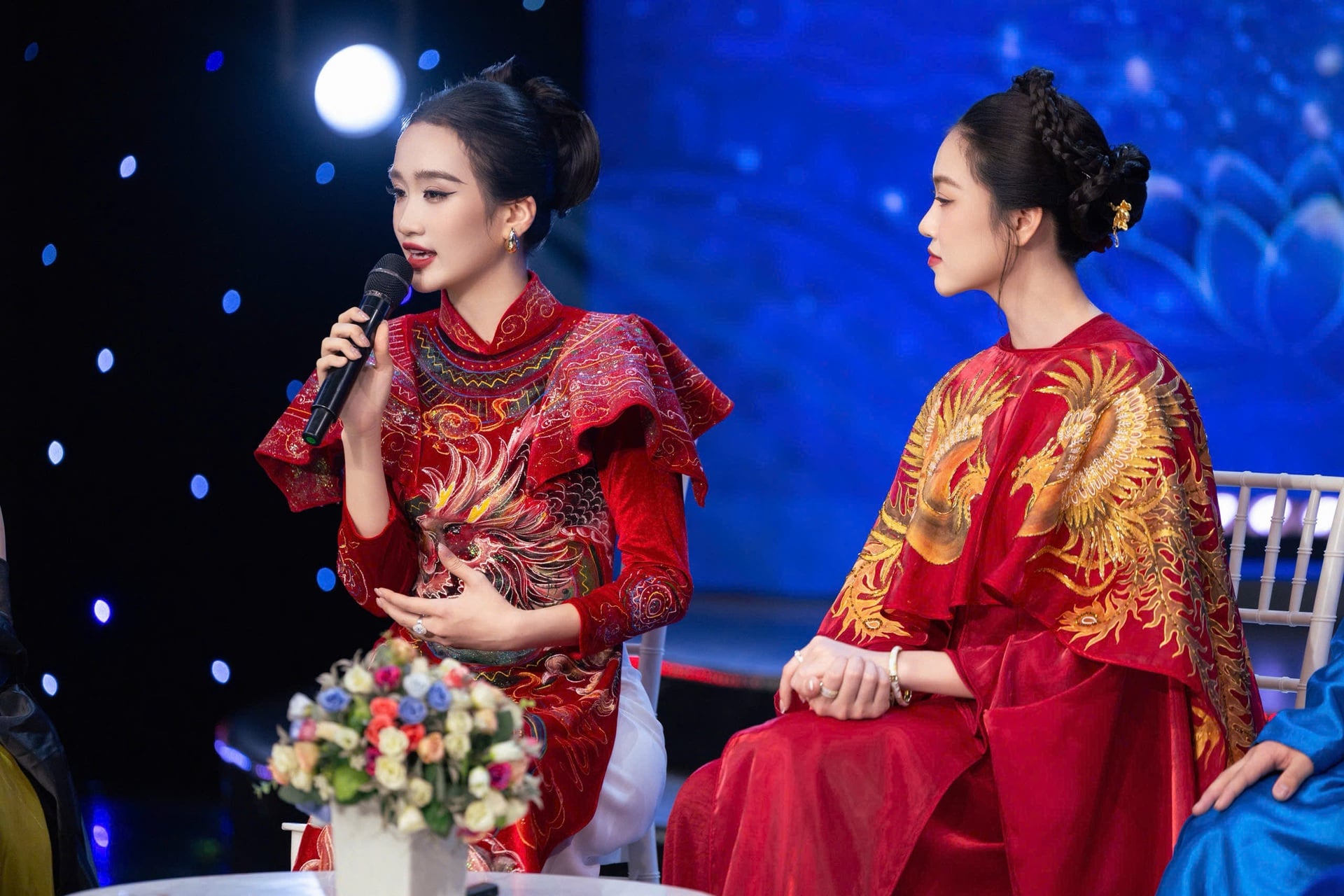 Hoa hậu Dương Trà Giang đẹp kiêu sa với áo dài Tết lấy cảm hứng rồng phượng - 5