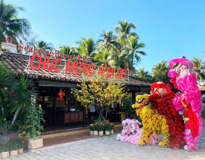 Internationale Touristen erleben das vietnamesische Tet (Mondneujahr) und stellen Banh Chung (traditionelle Reiskuchen) in Mui Ne her - Foto 5. Du khách quốc tế trải nghiệm Tết Việt, gói bánh chưng tại Mũi Né - Ảnh 5.