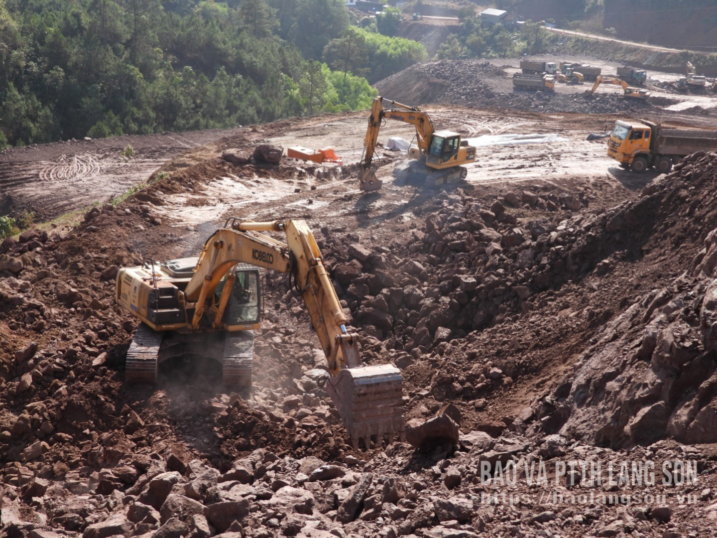 Excavators are working on rock demolition projects throughout the Lunar New Year holiday.