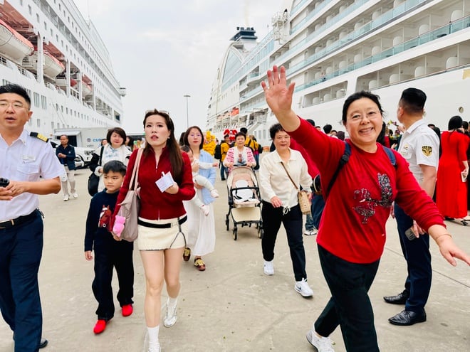 Due navi da crociera con a bordo quasi 2.400 turisti internazionali sono state le prime ad arrivare ad Ha Long - Foto 4. 2 du thuyền mang gần 2.400 khách quốc tế xông đất Hạ Long- Ảnh 4.