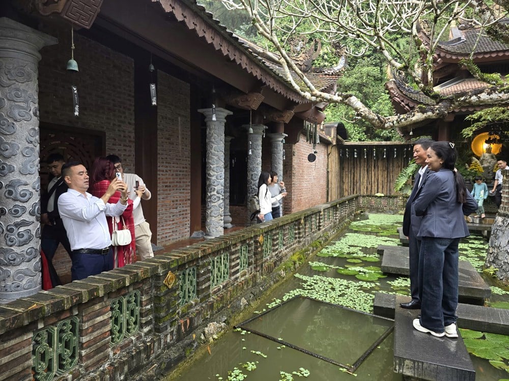 I visitatori sfidano la pioggia primaverile per ammirare il paesaggio presso la pagoda Dia Tang Phi Lai - foto 19