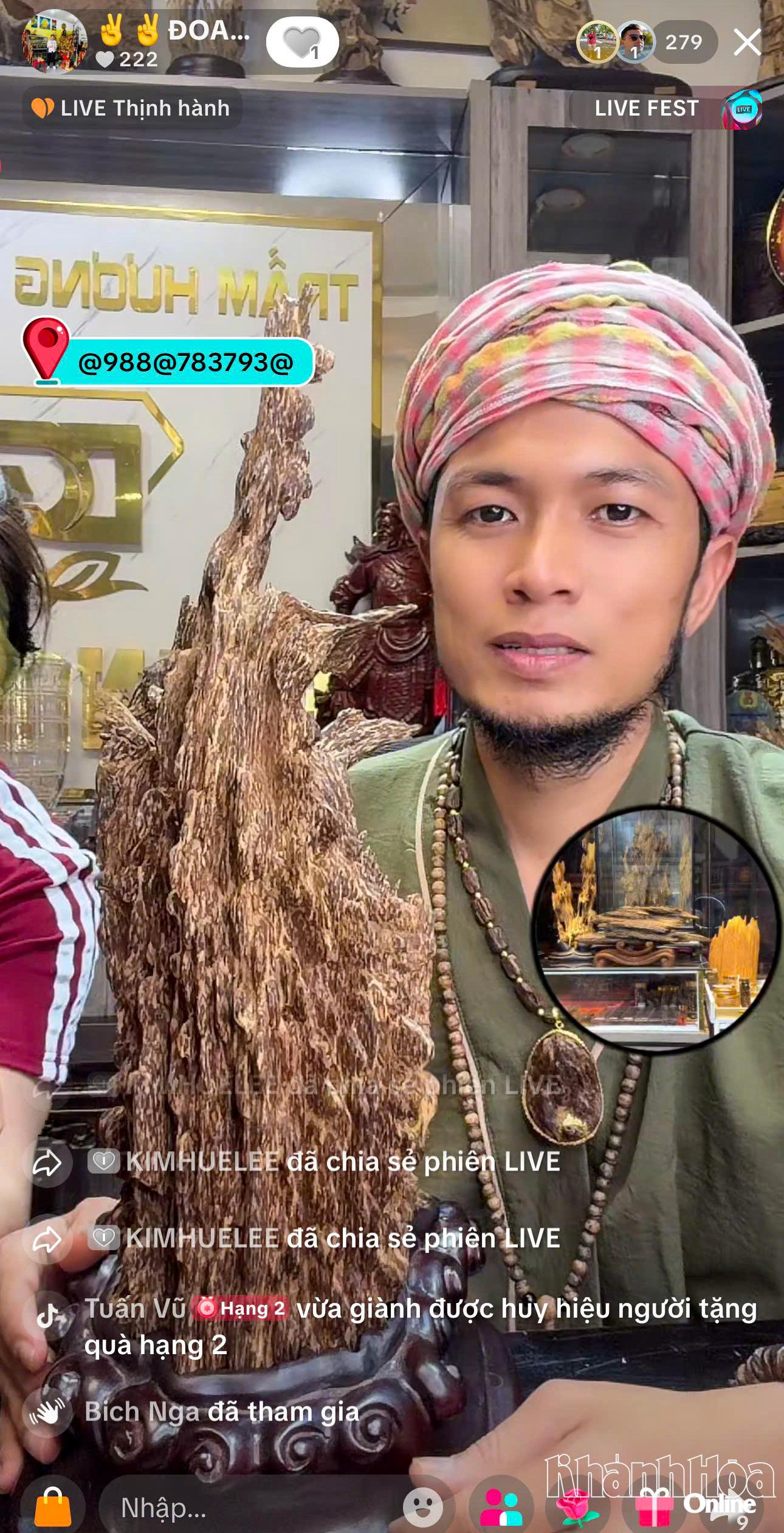 Dang Gia Khanh Hoa Agarwood Production Facility is live-streaming its products.
