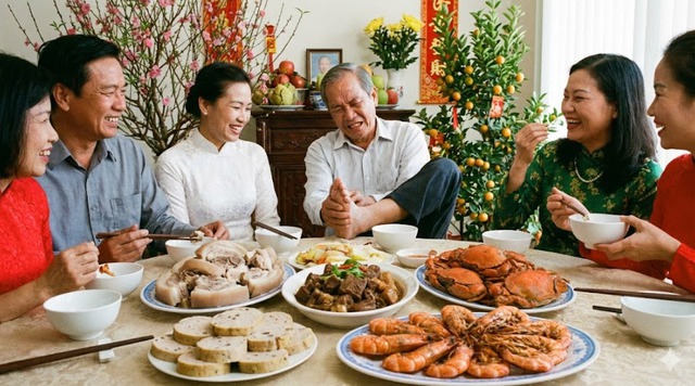 De mauvaises habitudes alimentaires pendant le Têt (Nouvel An lunaire) peuvent entraîner des crises de goutte inattendues - Image 1. Ăn uống ngày Tết sai cách, gout có thể tấn công bất ngờ- Ảnh 1.