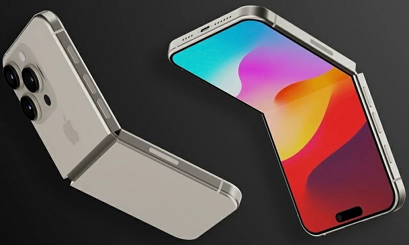 Bản dựng một chiếc iPhone màn hình gập vỏ sò.