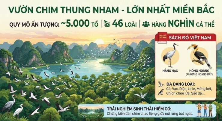 Nel parco ornitologico di Thung Nham vivono diversi uccelli selvatici.