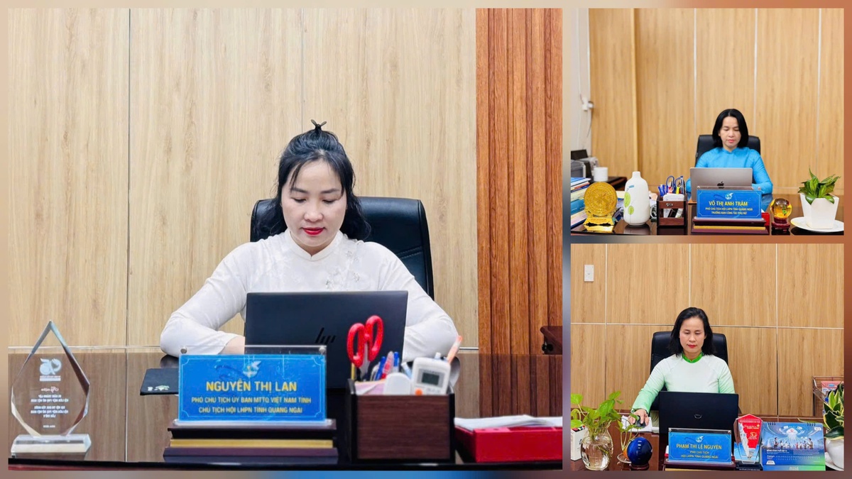 Le donne della regione montuosa di Ấn e del fiume Trà portano la bellezza dell'ao dai sul posto di lavoro - Foto 1. Phụ nữ vùng đất núi Ấn sông Trà đưa nét đẹp áo dài vào công sở- Ảnh 1.