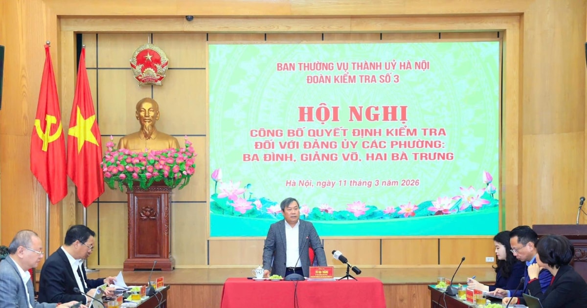 Bekendmaking van het inspectiebesluit betreffende de partijcomités van de wijken Ba Dinh, Giang Vo e