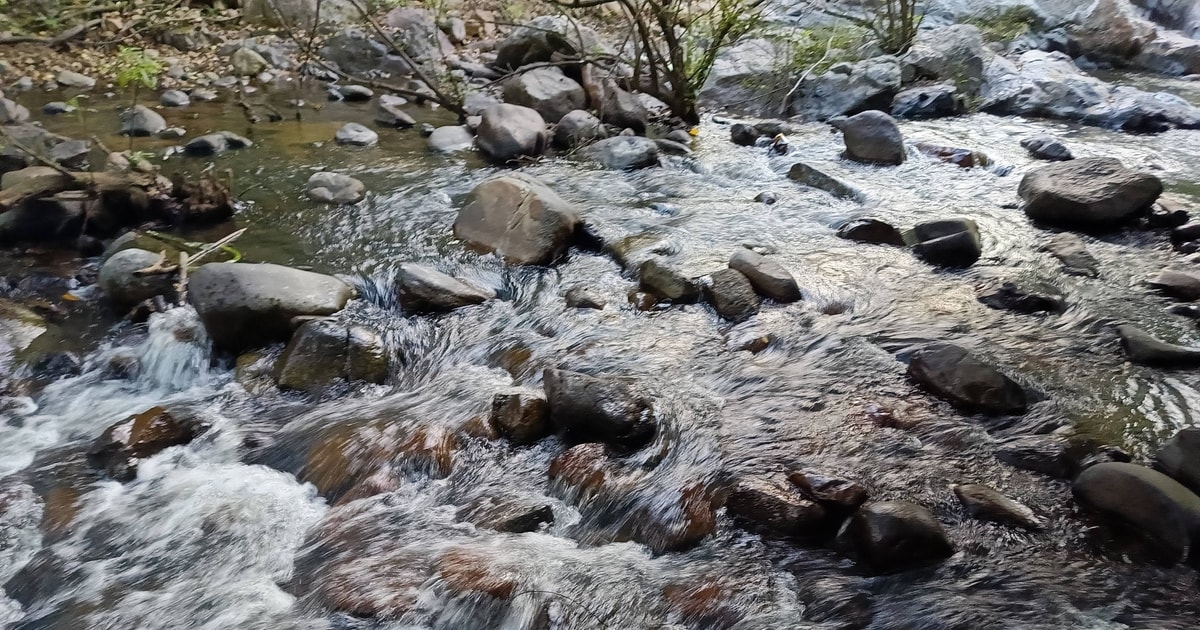 Helder water stroomt door de bergen en bossen van Binh Khe.