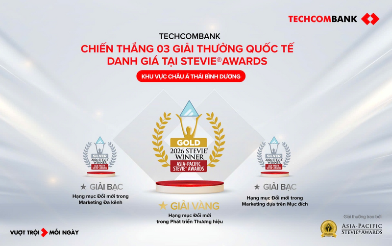 Techcombank è l'unica azienda vietnamita ad aver ricevuto tre Stevie® Awards per lo sviluppo del marchio e l'eccellenza nel marketing.