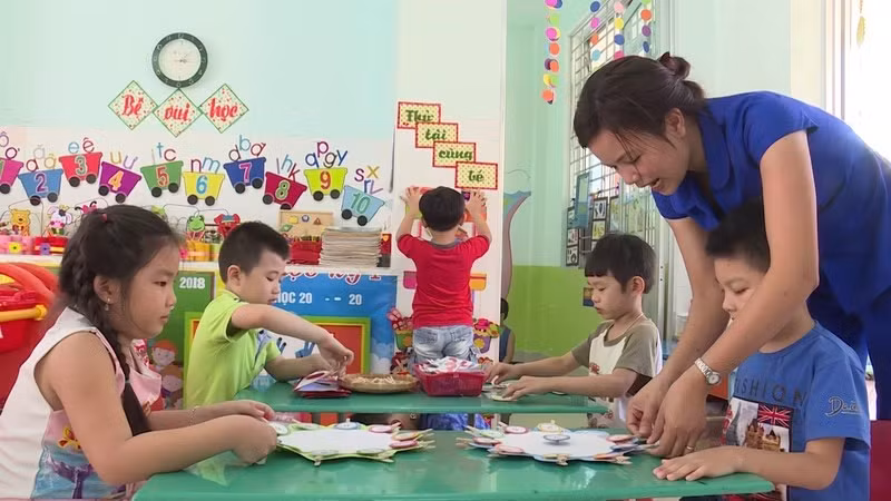 Một tiết học ở Trường Mẫu giáo Lý Tự Trọng, Khánh Hòa. (Ảnh: PHONG NGUYÊN)
