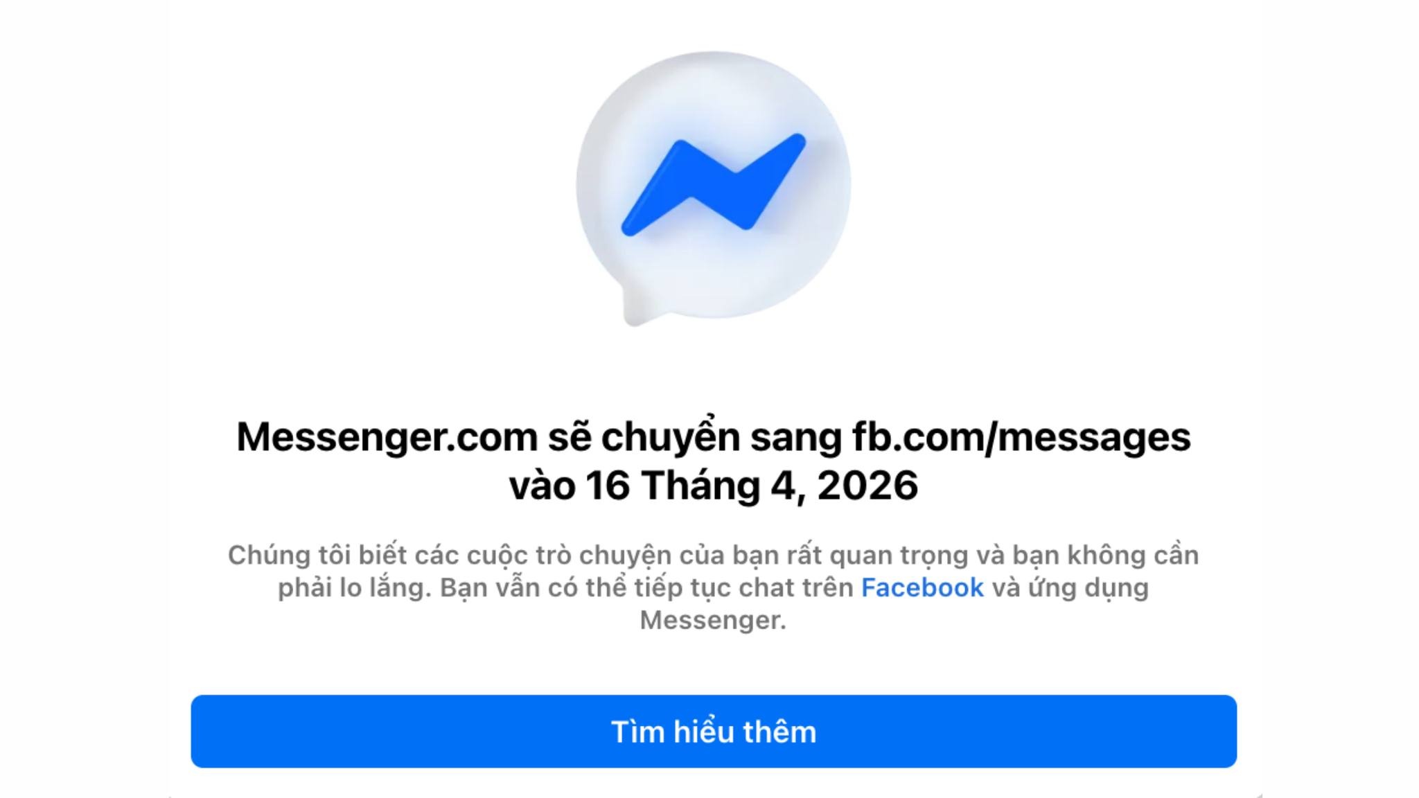 Message Con 本日より、Messenger.com経由のメッセージ送信はご利用いただけなくなりました。
