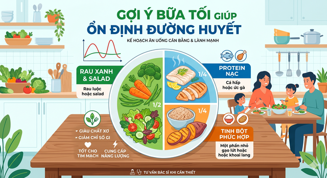 Tối ăn gì để giữ đường huyết ổn định suốt đêm?  - Ảnh 2.