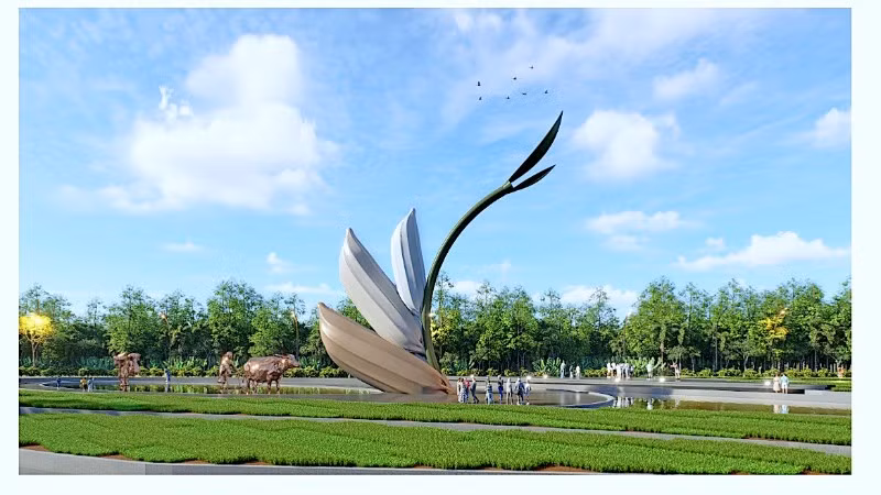Phối cảnh công trình biểu tượng bông lúa Cà Mau. 