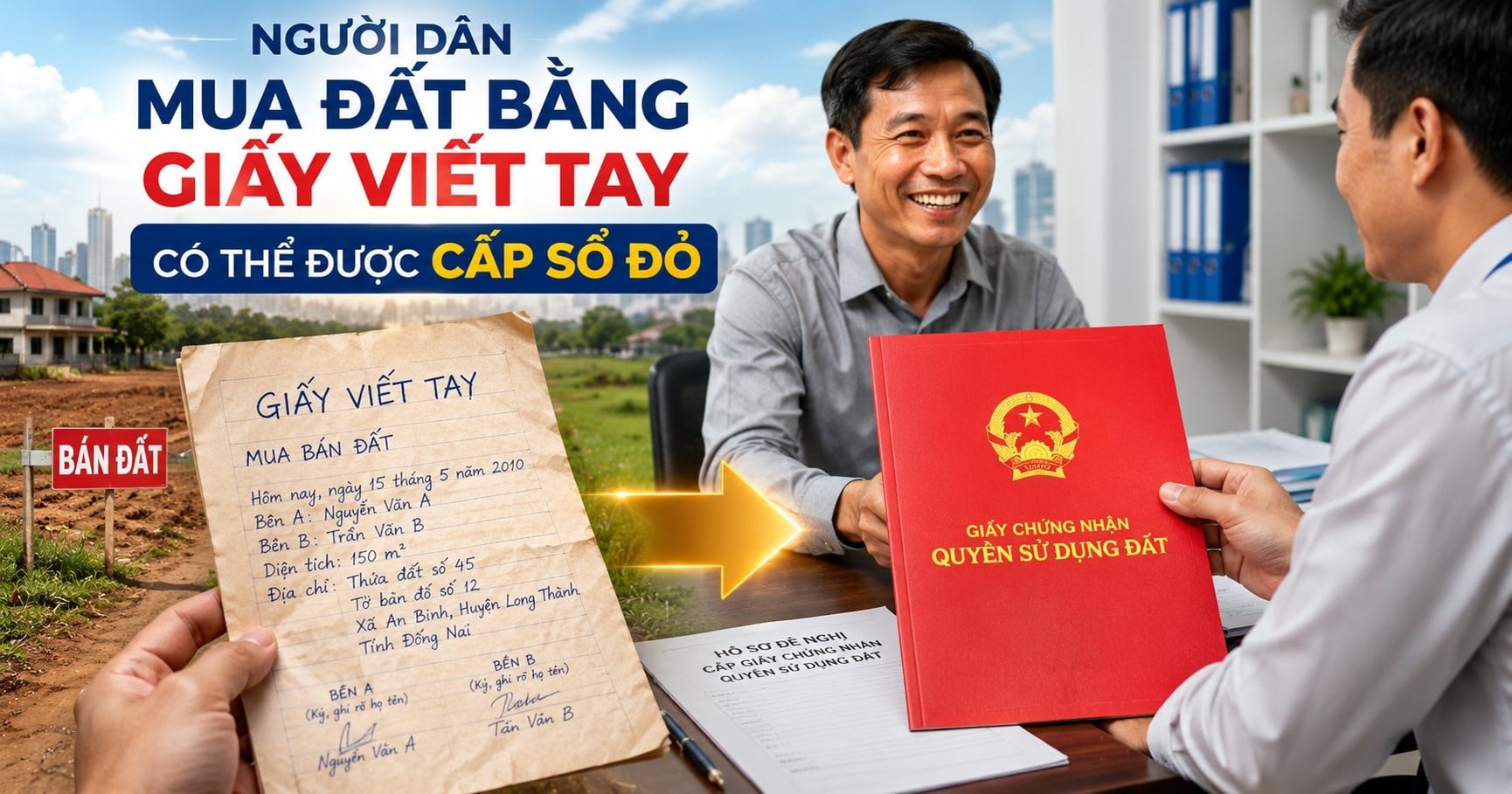 Tháo gỡ vướng mắc cho người dân mua đất bằng giấy viết tay