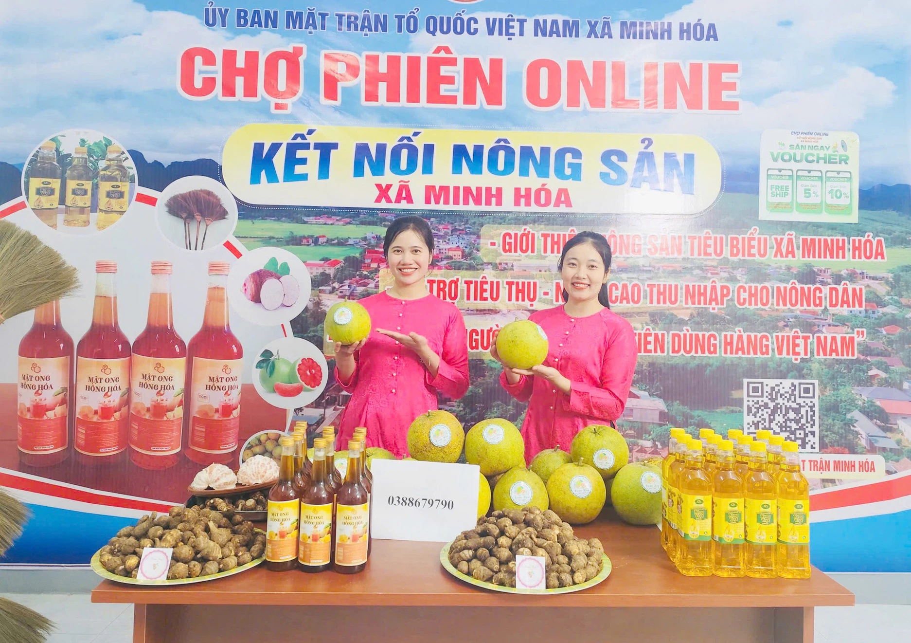 Các mặt hàng nông sản của người dân Minh Hóa được bày bán trên “Chợ phiên online” - Ảnh: MTMH