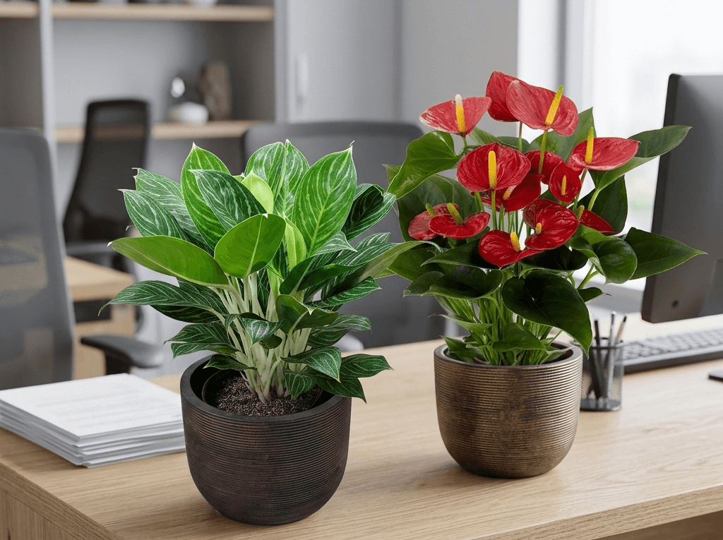 Sollten Sie eine Anthurie oder eine Phalaenopsis-Orchidee auf Ihren  Schreibtisch stellen?
