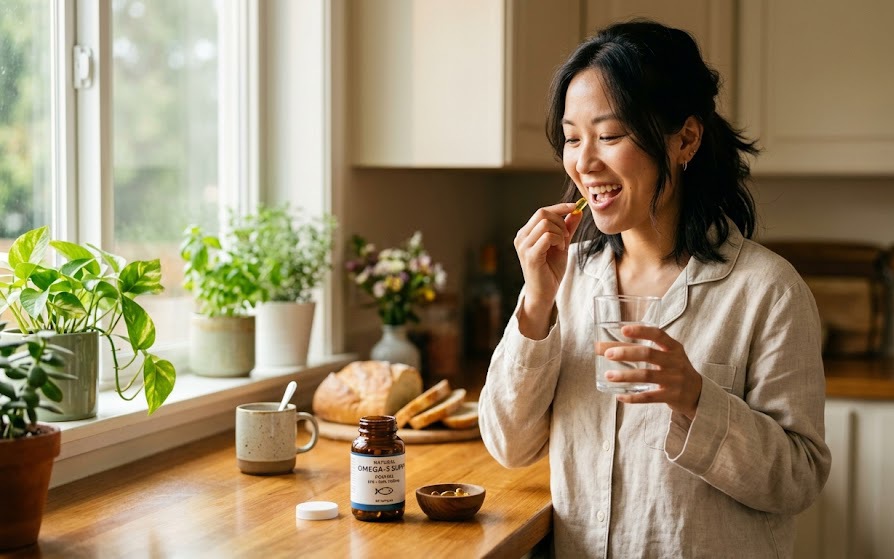 کمبود امگا ۳ چه تاثیری بر کاهش چربی دارد؟ - تصویر ۳. Uống omega-3 buổi sáng hay buổi tối là tốt nhất?