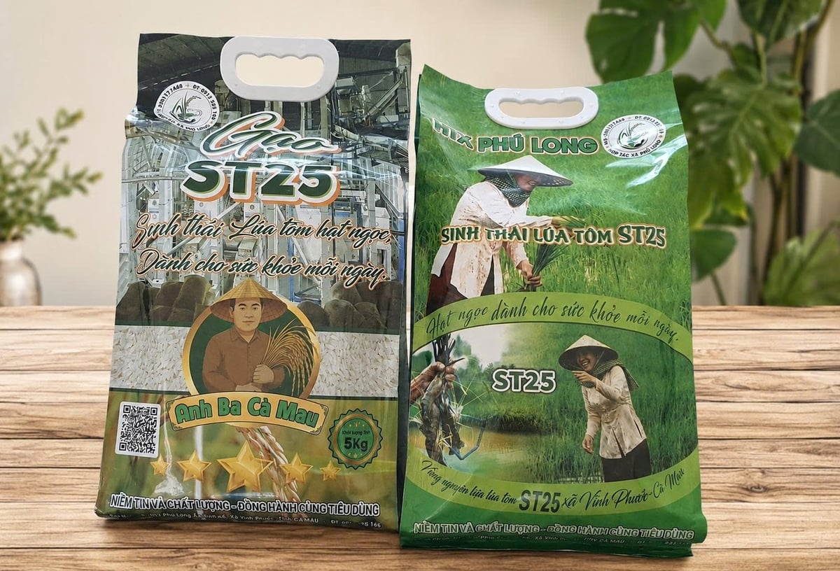Trên bao bì sản phẩm, dòng chữ 'Hạt ngọc dành cho sức khỏe mỗi ngày' hay 'Niềm tin và chất lượng đồng hành cùng người tiêu dùng' được in nổi bật như lời cam kết của người làm ra hạt gạo. Ảnh: Trọng Linh.