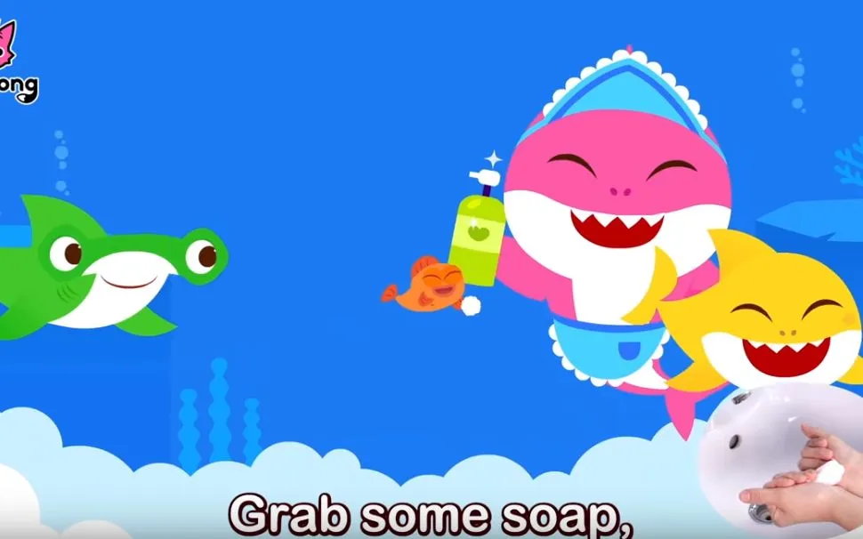 Ảnh chụp màn hình video rửa tay của Baby Shark [JOONGANG ILBO]