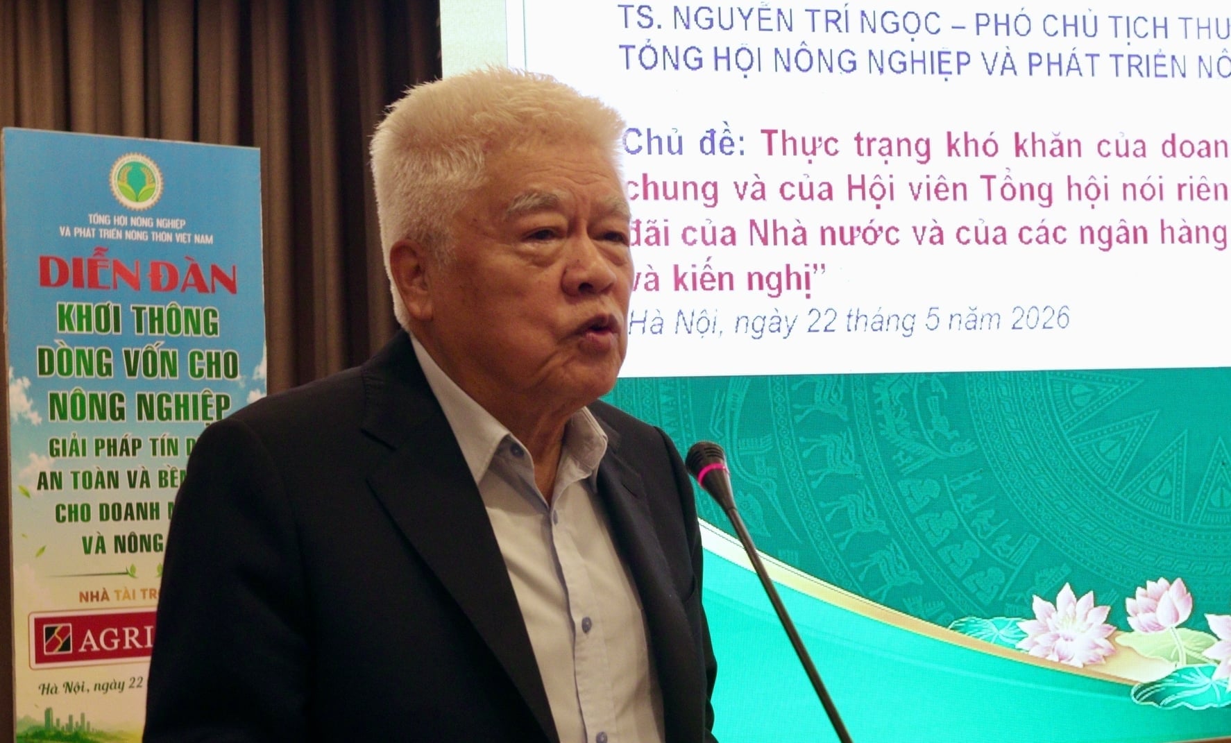 TS Nguy?n Trí Ng?c, Phó Ch? t?ch Th??ng tr?c T?ng h?i Nông nghi?p và Phát tri?n nông thôn Vi?t Nam nh?n m?nh c?n h? sinh thái tài chính toàn di?n cho n?n nông nghi?p b?n v?ng. ?nh: Hoài Th?.