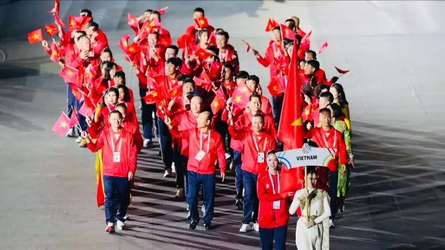 Vietnamská sportovní delegace na zahajovacím ceremoniálu 33. her SEA 2025. Foto: VIETNAMSKÁ SPORTOVNÍ DELEGACE