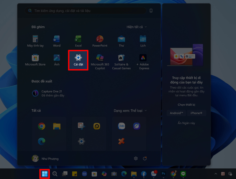 לחץ על סמל Windows בשורת המשימות. Nhấn biểu tượng Windows trên thanh taskbar.