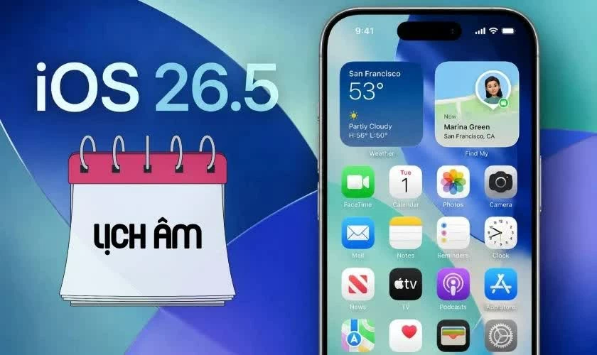 Cách cài lịch âm cho iOS 26.5 trên màn hình khóa đơn giản.