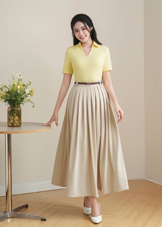 Kreieren Sie eindrucksvollere Büro-Outfits mit Faltenröcken. Phối đồ công sở ấn tượng hơn cùng chân váy xếp ly- Ảnh 6.