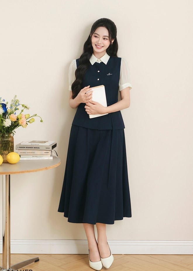 Kreieren Sie eindrucksvollere Büro-Outfits mit Faltenröcken. Phối đồ công sở ấn tượng hơn cùng chân váy xếp ly- Ảnh 7.