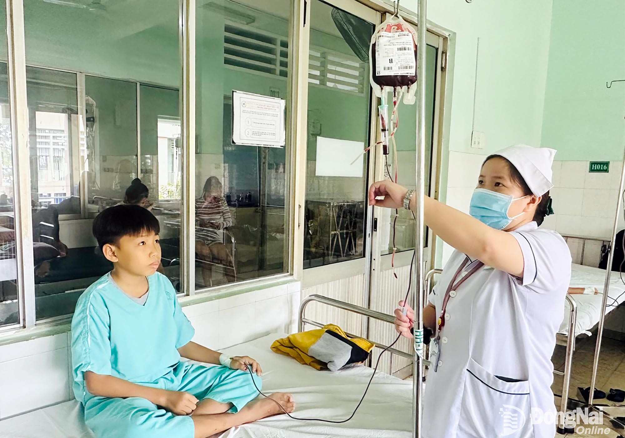 A1: Điều dưỡng chuẩn bị truyền máu cho bệnh nhân tan máu bẩm sinh tại Bệnh viện Nhi đồng Đồng Nai. Ảnh: Hạnh Dung
