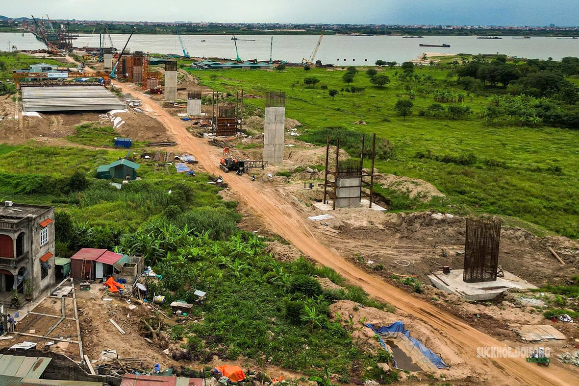 Cầu Hồng Hà vượt sông Hồng dần lộ diện- Ảnh 3.