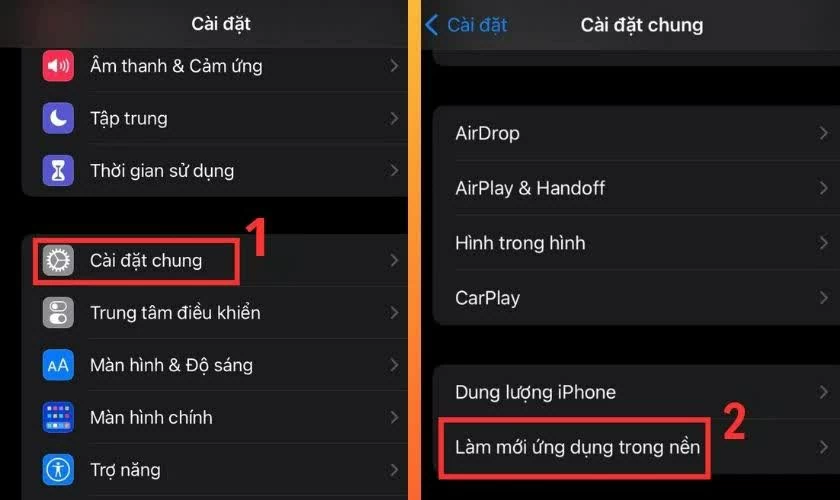 قم بالتمرير لأسفل وحدد Kéo xuống chọn “Cài đặt chung”.
