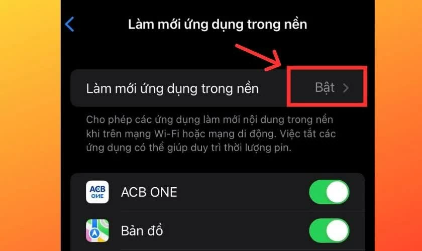 ابحث عن تطبيق فيسبوك وقم بإيقاف تشغيله. Tìm Facebook và chuyển sang trạng thái “Tắt”.