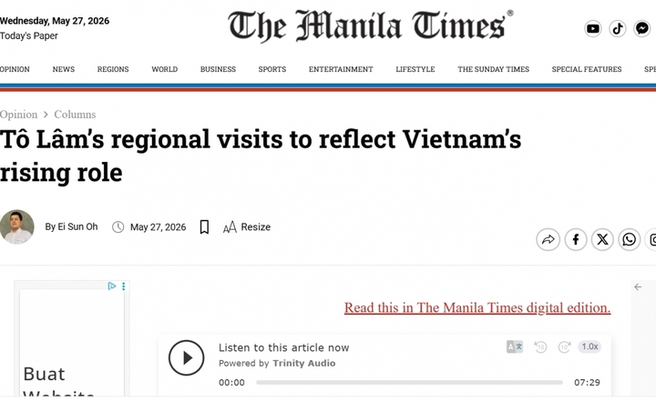 „Návštěva generálního tajemníka a prezidenta To Lama v regionu demonstruje rostoucí roli Vietnamu,“ uvádí se na webových stránkách Manila Times.