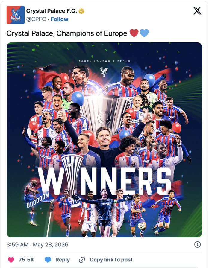 Crystal Palace lần đầu lên đỉnh châu Âu - Ảnh 9.