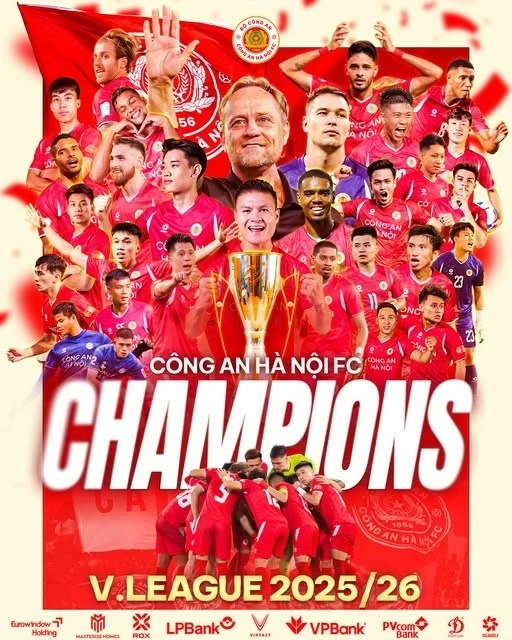CAHNがVリーグ2025/26シーズンの優勝チームとして正式に認定されました。 CAHN chính thức lên ngôi vô địch V-League 2025/26