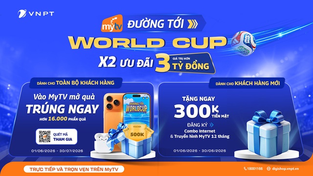 VNPT tung ưu đãi trị giá 3 tỉ đồng mùa World Cup 2026 - Ảnh 1.