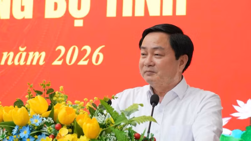 Ủy viên Trung ương Đảng, Bí thư Tỉnh ủy Tây Ninh Nguyễn Văn Quyết phát biểu chỉ đạo.