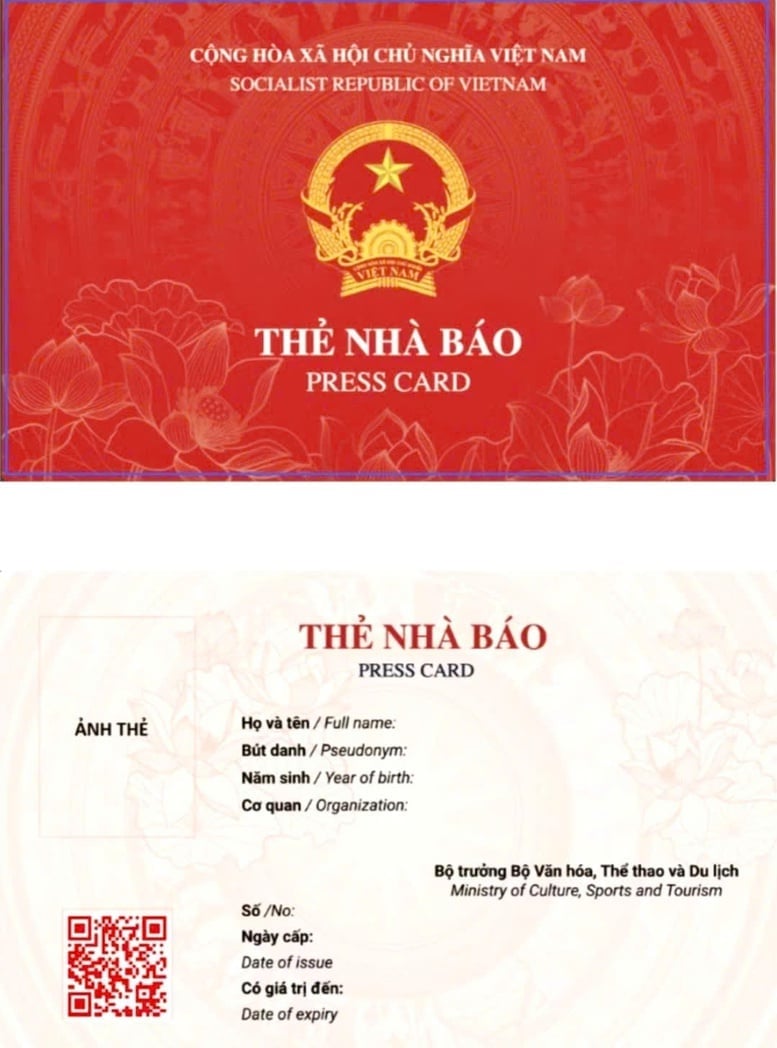 Mẫu thẻ nhà báo. Ảnh: Bộ VHTTDL.