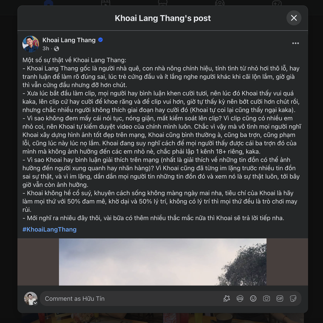 Khoai Lang Thang tiết lộ lý do luôn lên tiếng trước tin đồn thất thiệt - Ảnh 1.