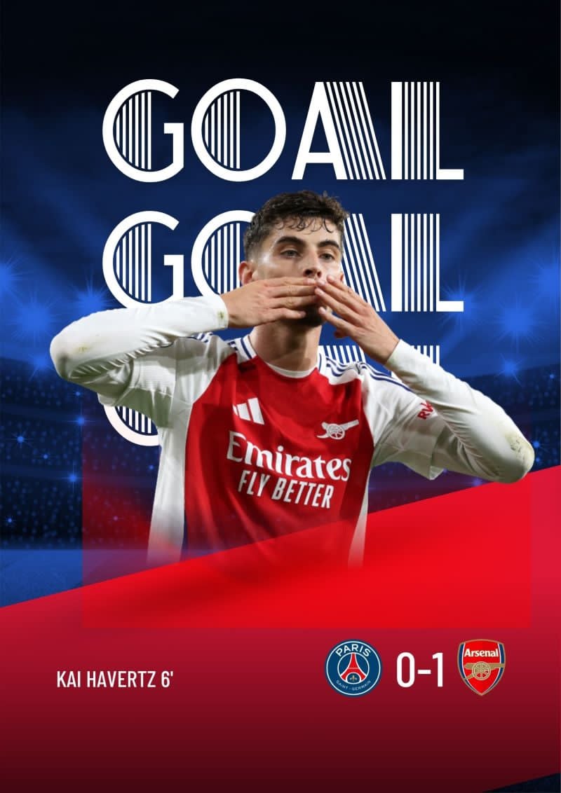 Kai Havertz sớm ghi bàn mở tỉ số cho Arsenal.